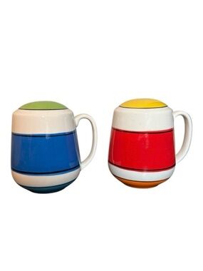 Hallmark Colorful Ceramic Salt & Pepper Shaker Set Blue Red Green Yellow